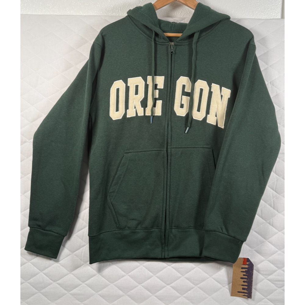 Oregon Forest Green Zip Hoodie S NWT New York Popular 60/40 Cotton Blend